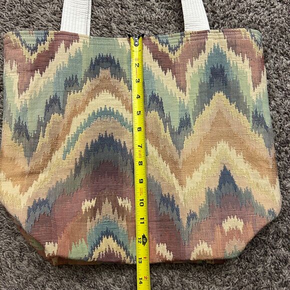 Handmade Tapestry Tote Bag 9.5x6x13 Upcycle Recycle Reusable Shopping Bag - Picture 5 of 9